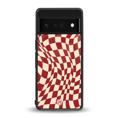 groovy red cream pattern back phone cover | glass case for google pixel 6 pro