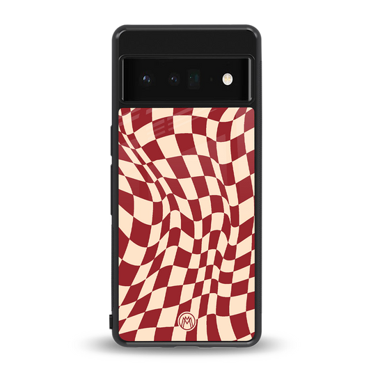 groovy red cream pattern back phone cover | glass case for google pixel 6 pro