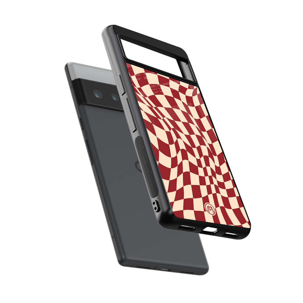 groovy red cream pattern back phone cover | glass case for google pixel 6 pro