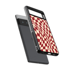 groovy red cream pattern back phone cover | glass case for google pixel 6 pro