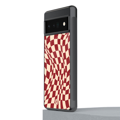 groovy red cream pattern back phone cover | glass case for google pixel 6 pro