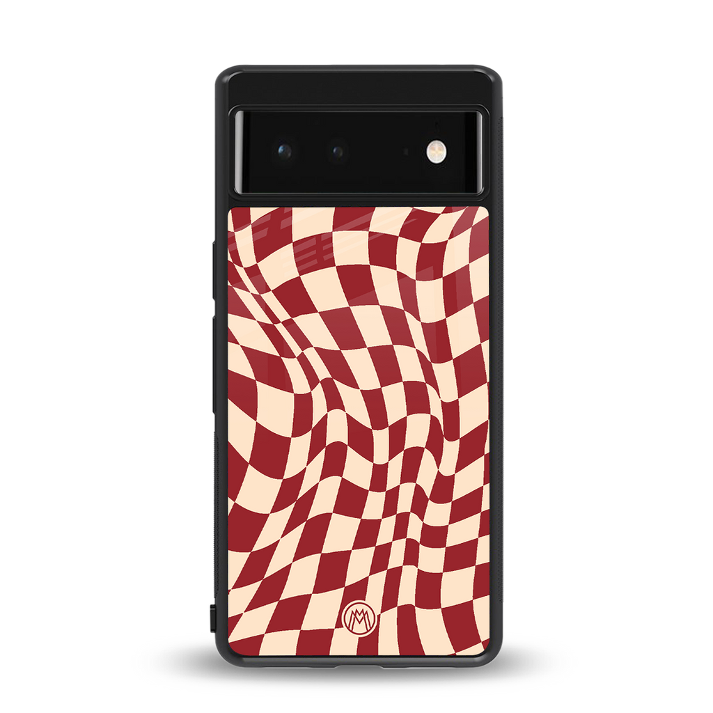 groovy red cream pattern back phone cover | glass case for google pixel 6