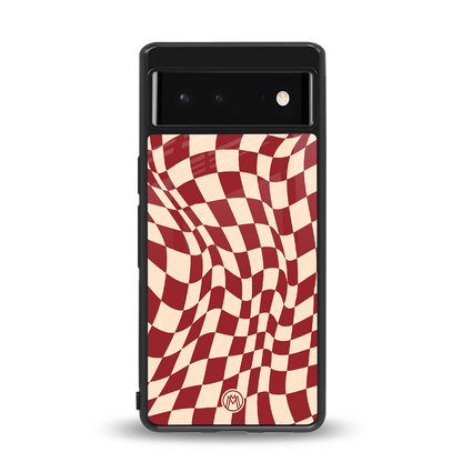 groovy red cream pattern back phone cover | glass case for google pixel 6