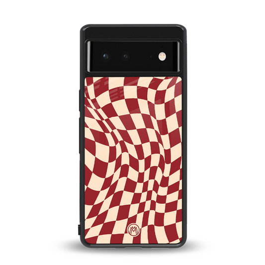 groovy red cream pattern back phone cover | glass case for Google Pixel 6A