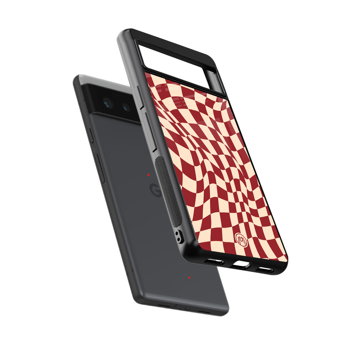 groovy red cream pattern back phone cover | glass case for Google Pixel 6A