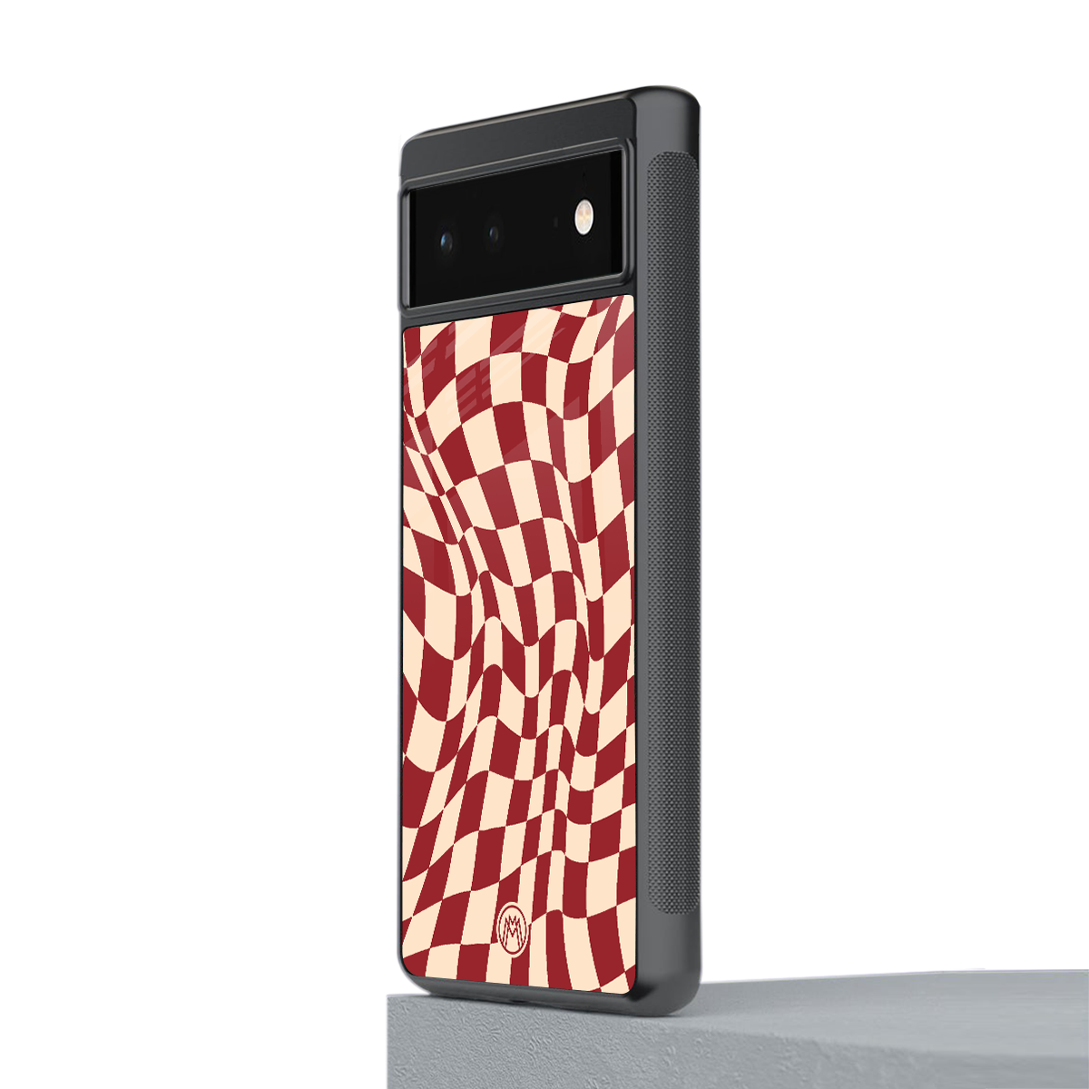 groovy red cream pattern back phone cover | glass case for google pixel 6