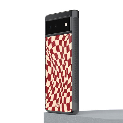 groovy red cream pattern back phone cover | glass case for google pixel 6