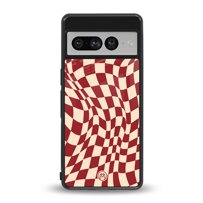 groovy red cream pattern back phone cover | glass case for google pixel 7 pro