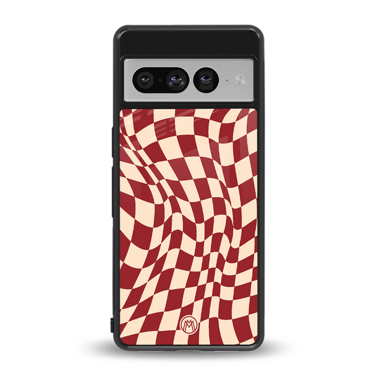 groovy red cream pattern back phone cover | glass case for google pixel 7 pro