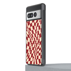 groovy red cream pattern back phone cover | glass case for google pixel 7 pro