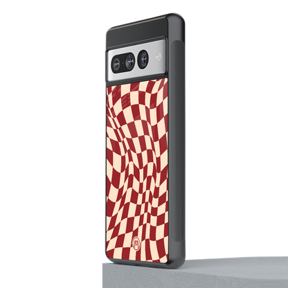 groovy red cream pattern back phone cover | glass case for google pixel 7 pro