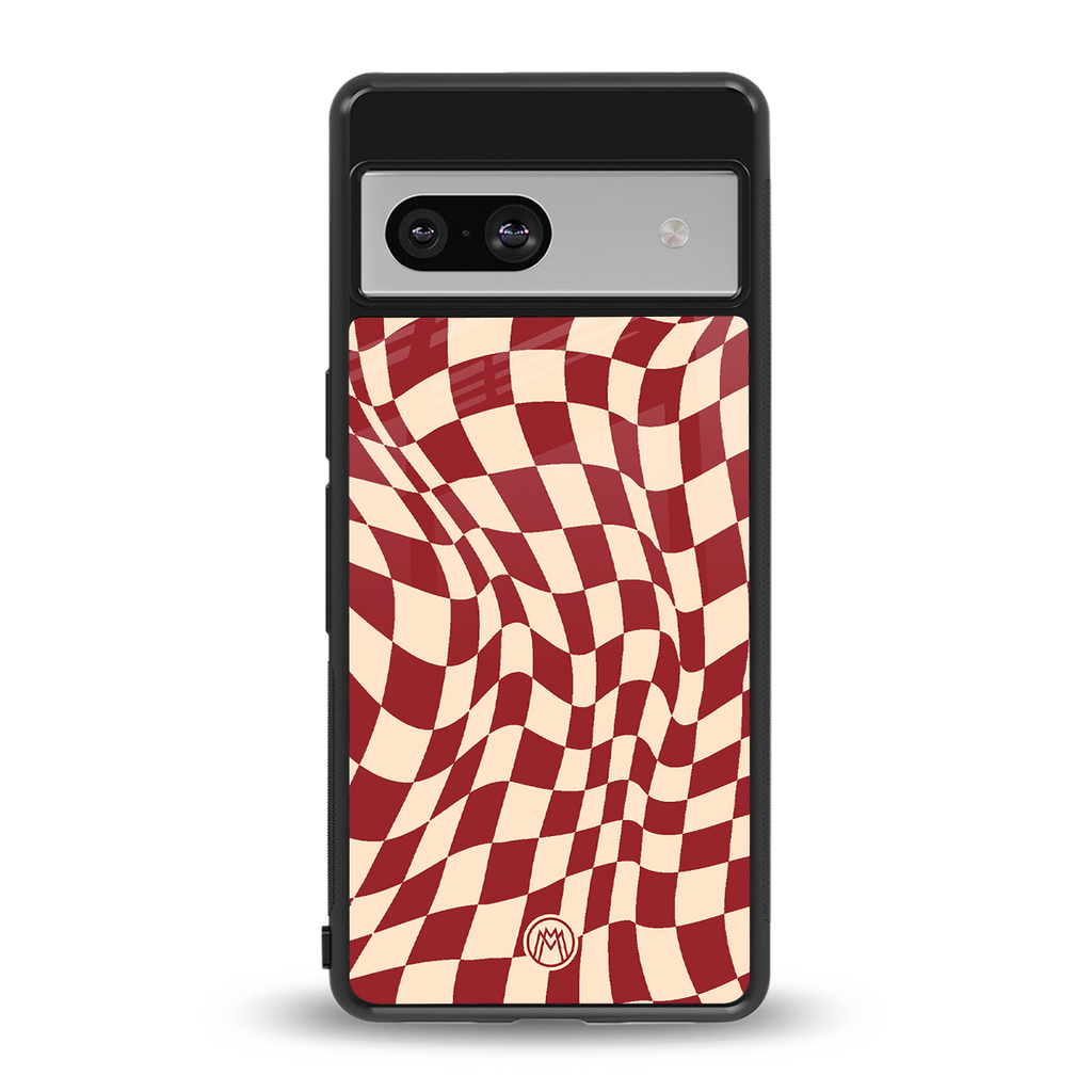 groovy red cream pattern back phone cover | glass case for Google Pixel 7