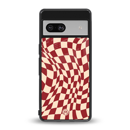 groovy red cream pattern back phone cover | glass case for Google Pixel 7