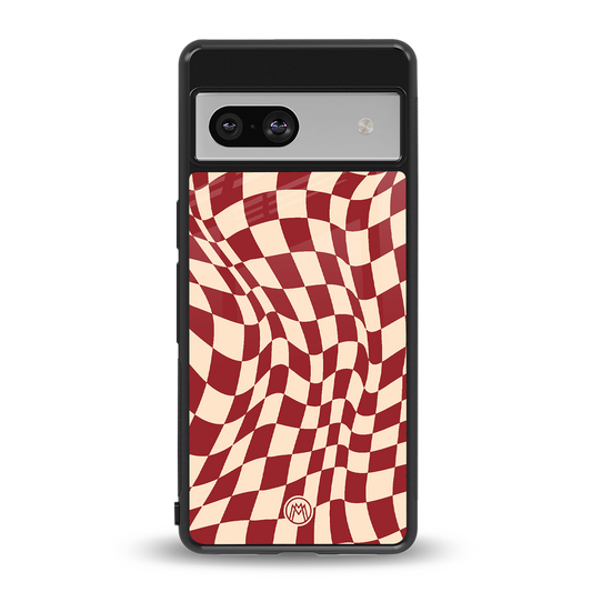 groovy red cream pattern back phone cover | glass case for Google Pixel 7