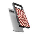 groovy red cream pattern back phone cover | glass case for Google Pixel 7
