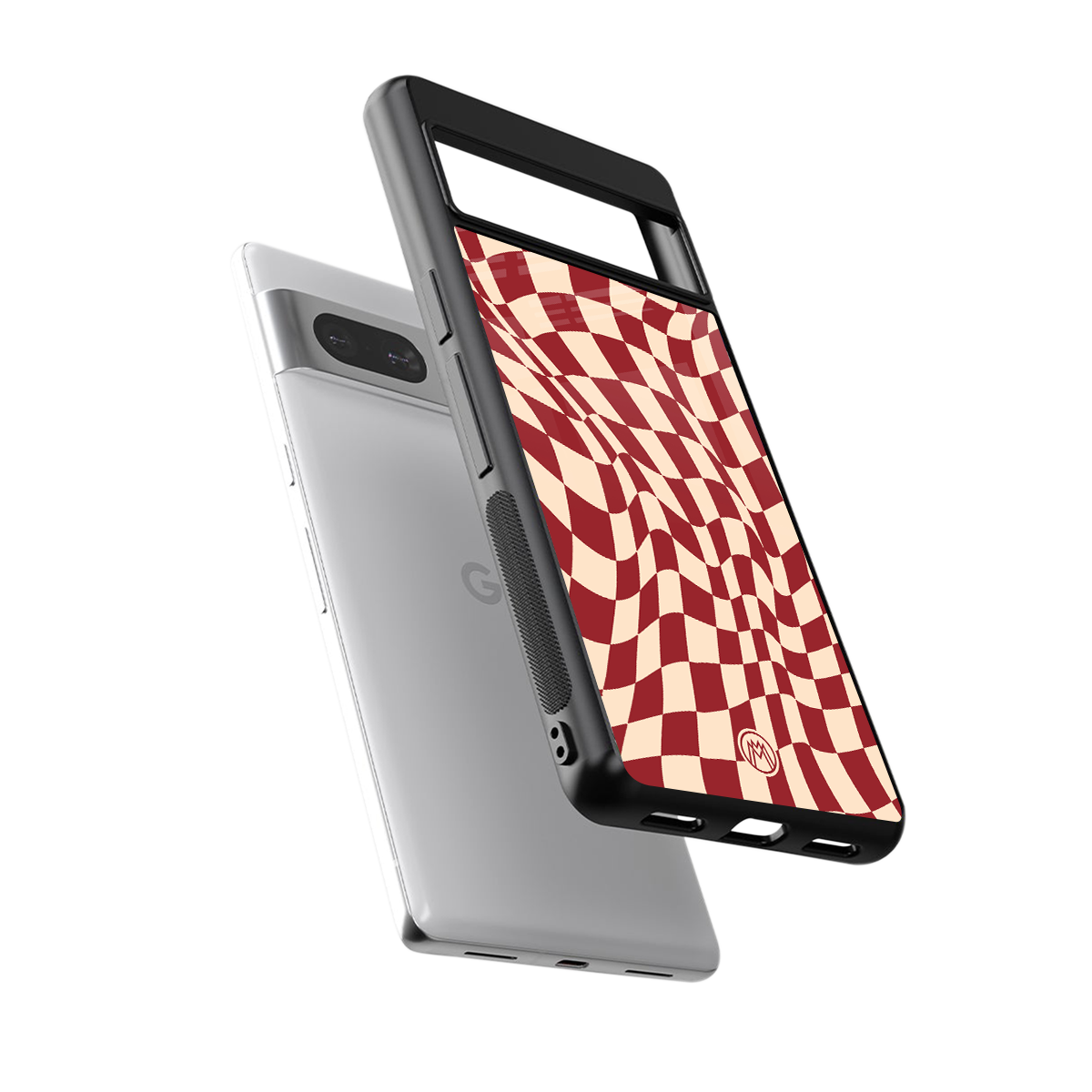 groovy red cream pattern back phone cover | glass case for Google Pixel 7
