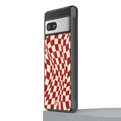 groovy red cream pattern back phone cover | glass case for Google Pixel 7