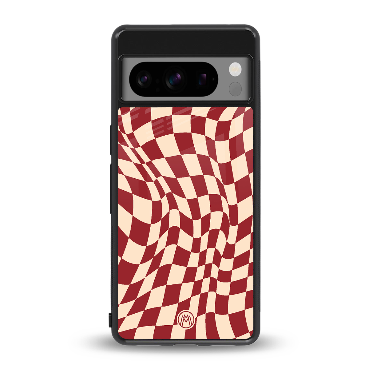 groovy red cream pattern back phone cover | glass case for google pixel 8 pro