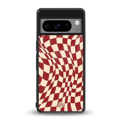 groovy red cream pattern back phone cover | glass case for google pixel 8 pro