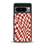 groovy red cream pattern back phone cover | glass case for google pixel 8 pro