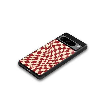 groovy red cream pattern back phone cover | glass case for google pixel 8 pro