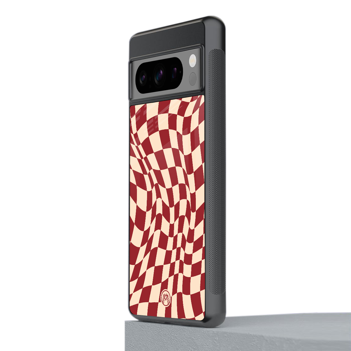 groovy red cream pattern back phone cover | glass case for google pixel 8 pro