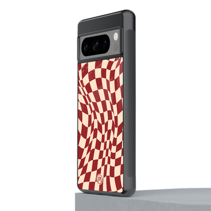 groovy red cream pattern back phone cover | glass case for google pixel 8 pro