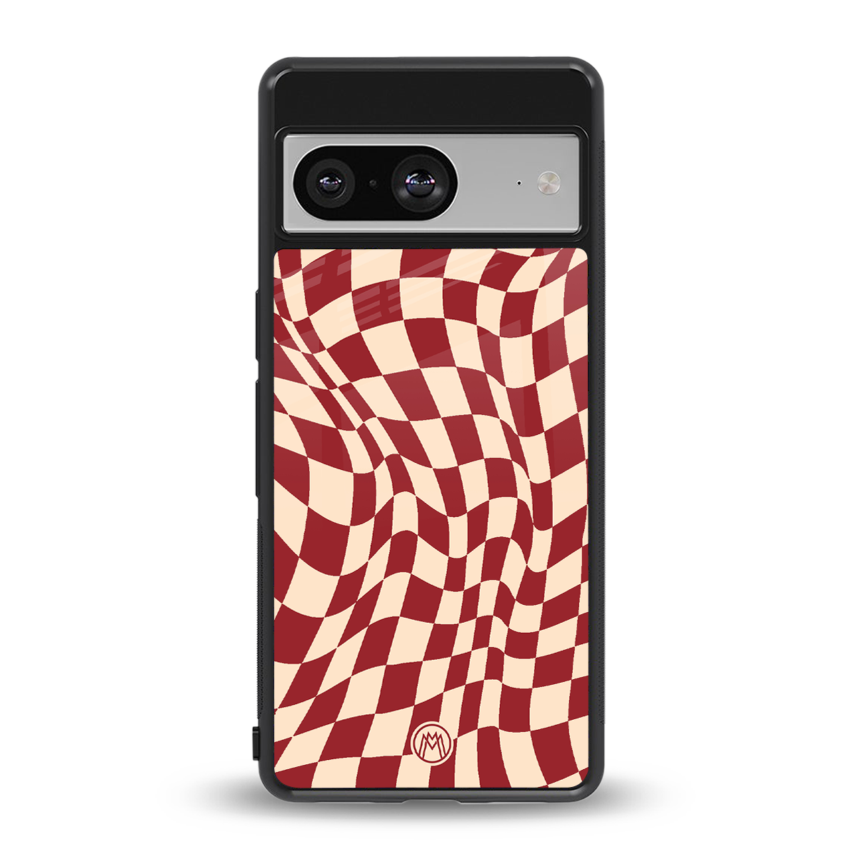 groovy red cream pattern back phone cover | glass case for Google Pixel 8