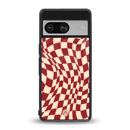 groovy red cream pattern back phone cover | glass case for Google Pixel 8