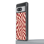 groovy red cream pattern back phone cover | glass case for Google Pixel 8