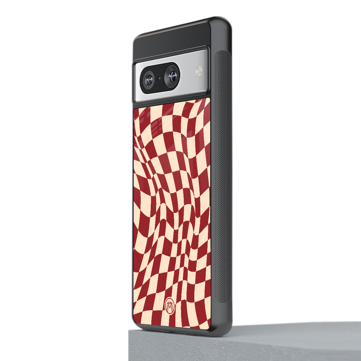 groovy red cream pattern back phone cover | glass case for Google Pixel 8