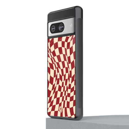 groovy red cream pattern back phone cover | glass case for Google Pixel 8