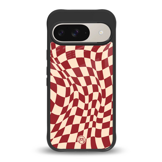 groovy red cream pattern back phone cover | glass case for google pixel 9