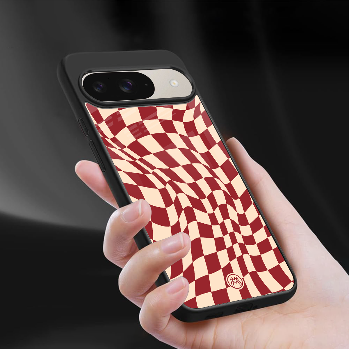 groovy red cream pattern back phone cover | glass case for google pixel 9