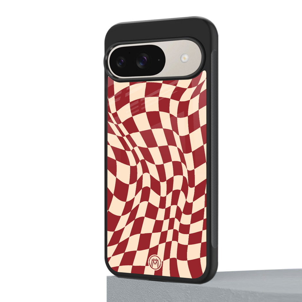 groovy red cream pattern back phone cover | glass case for google pixel 9