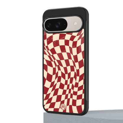 groovy red cream pattern back phone cover | glass case for google pixel 9