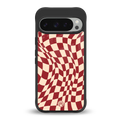 groovy red cream pattern back phone cover | glass case for google pixel 9 pro