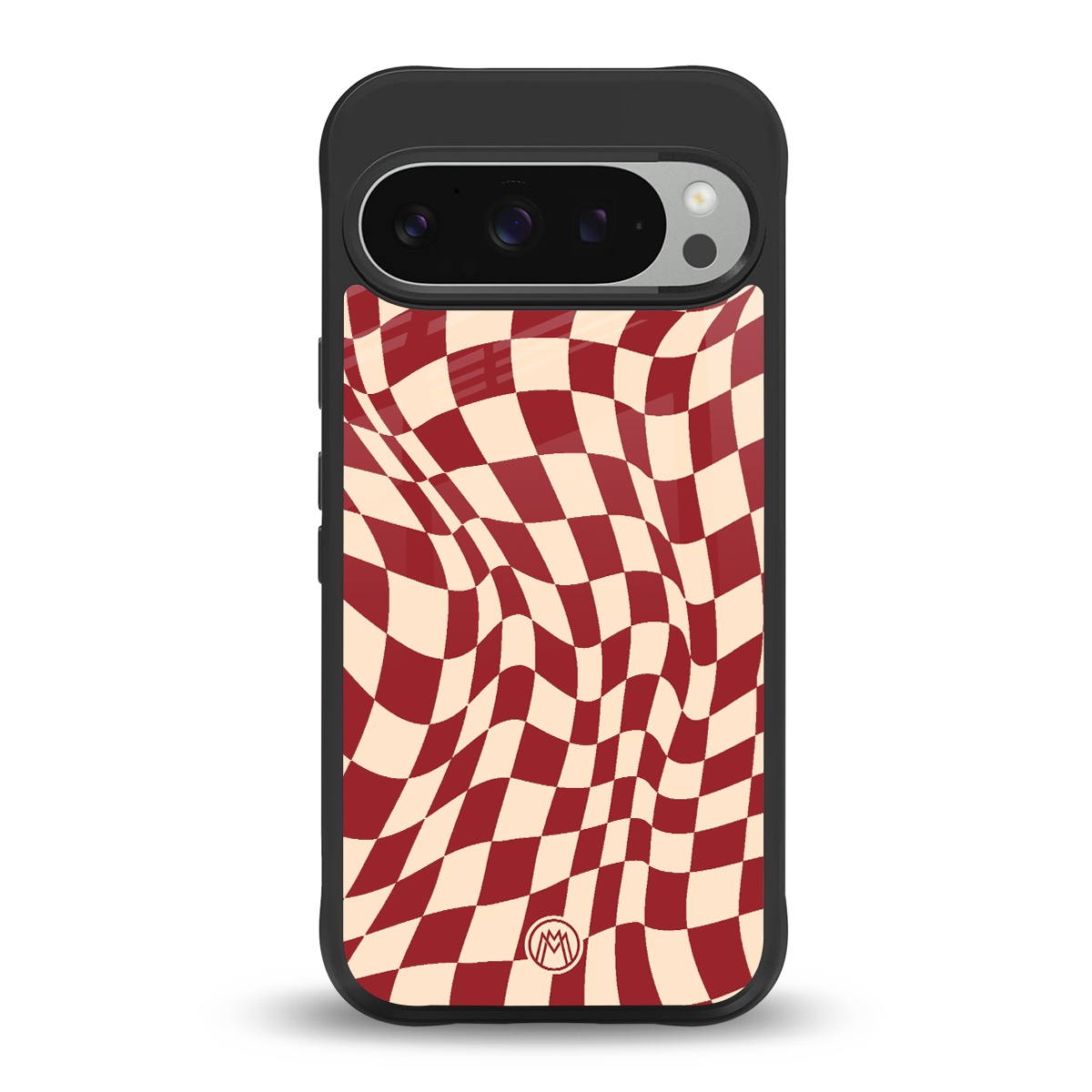 groovy red cream pattern back phone cover | glass case for google pixel 9 pro xl