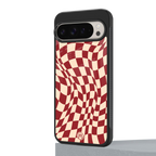 groovy red cream pattern back phone cover | glass case for google pixel 9 pro