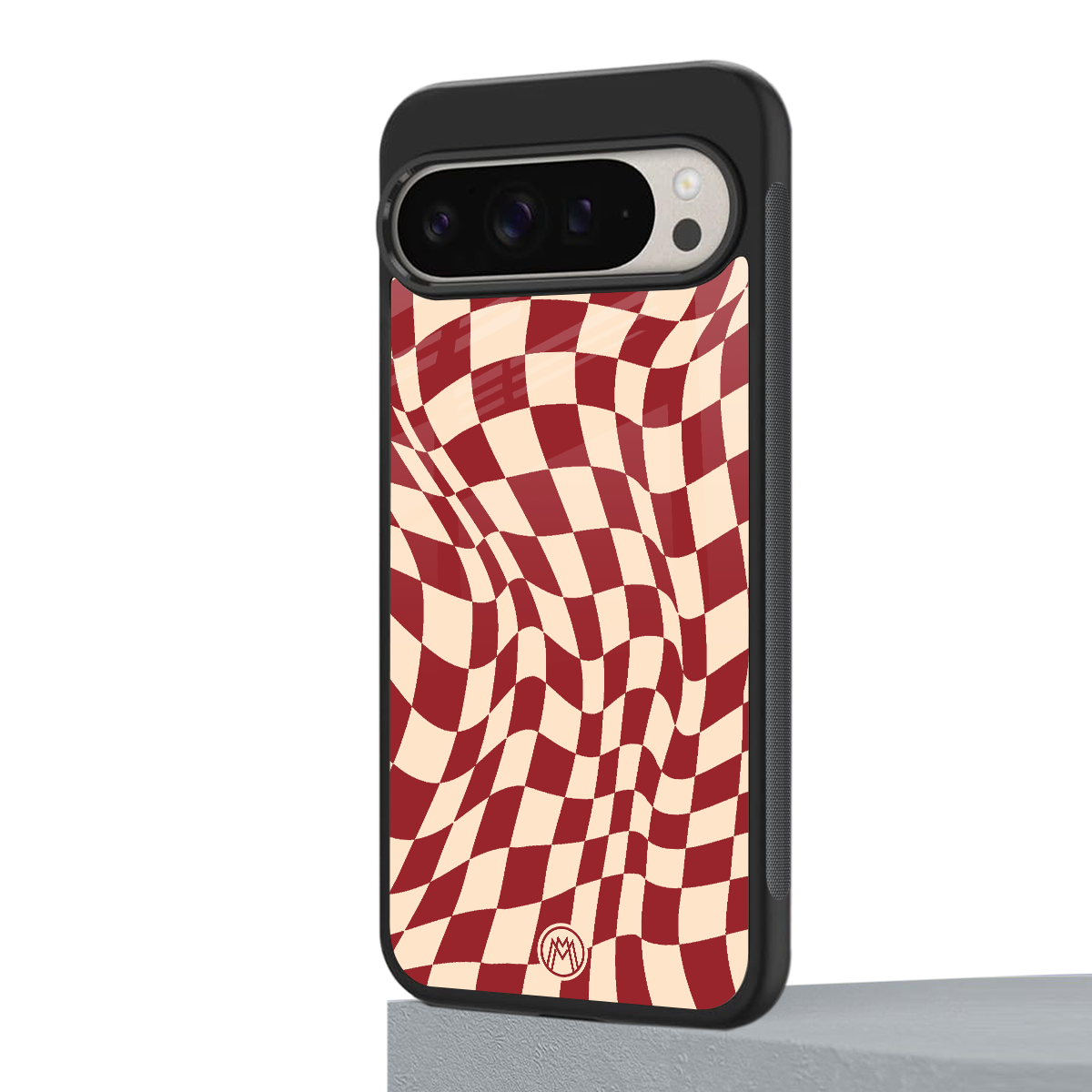 groovy red cream pattern back phone cover | glass case for google pixel 9 pro xl