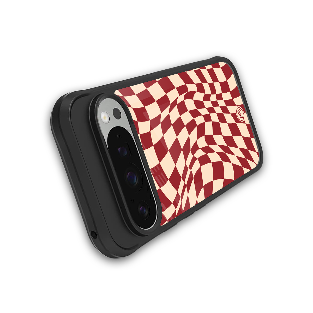 groovy red cream pattern back phone cover | glass case for google pixel 9 pro