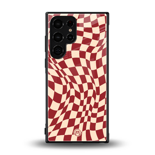groovy red cream pattern back phone cover | glass case for samsung galaxy s24 ultra