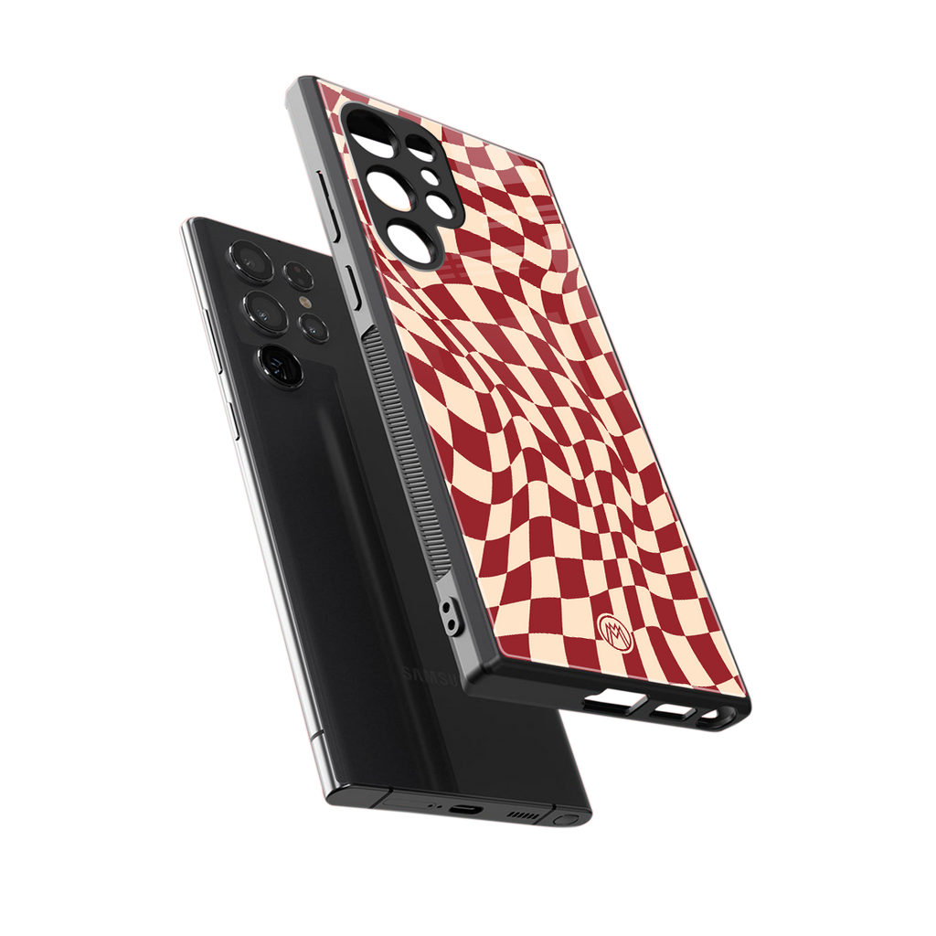 groovy red cream pattern back phone cover | glass case for samsung galaxy s23 ultra