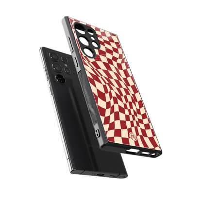 groovy red cream pattern back phone cover | glass case for samsung galaxy s23 ultra