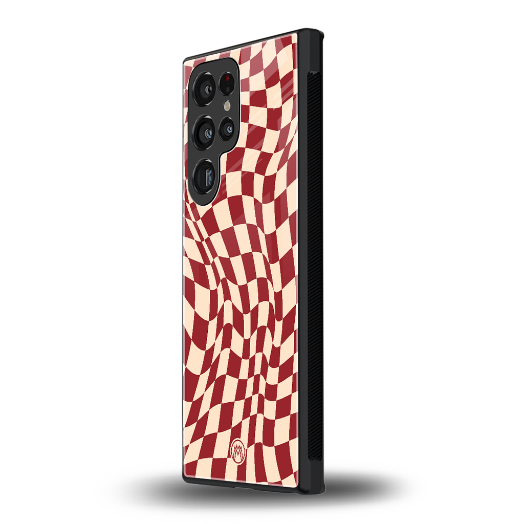 groovy red cream pattern back phone cover | glass case for samsung galaxy s23 ultra