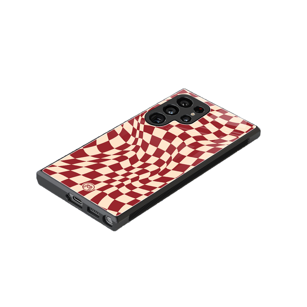 groovy red cream pattern back phone cover | glass case for samsung galaxy s23 ultra