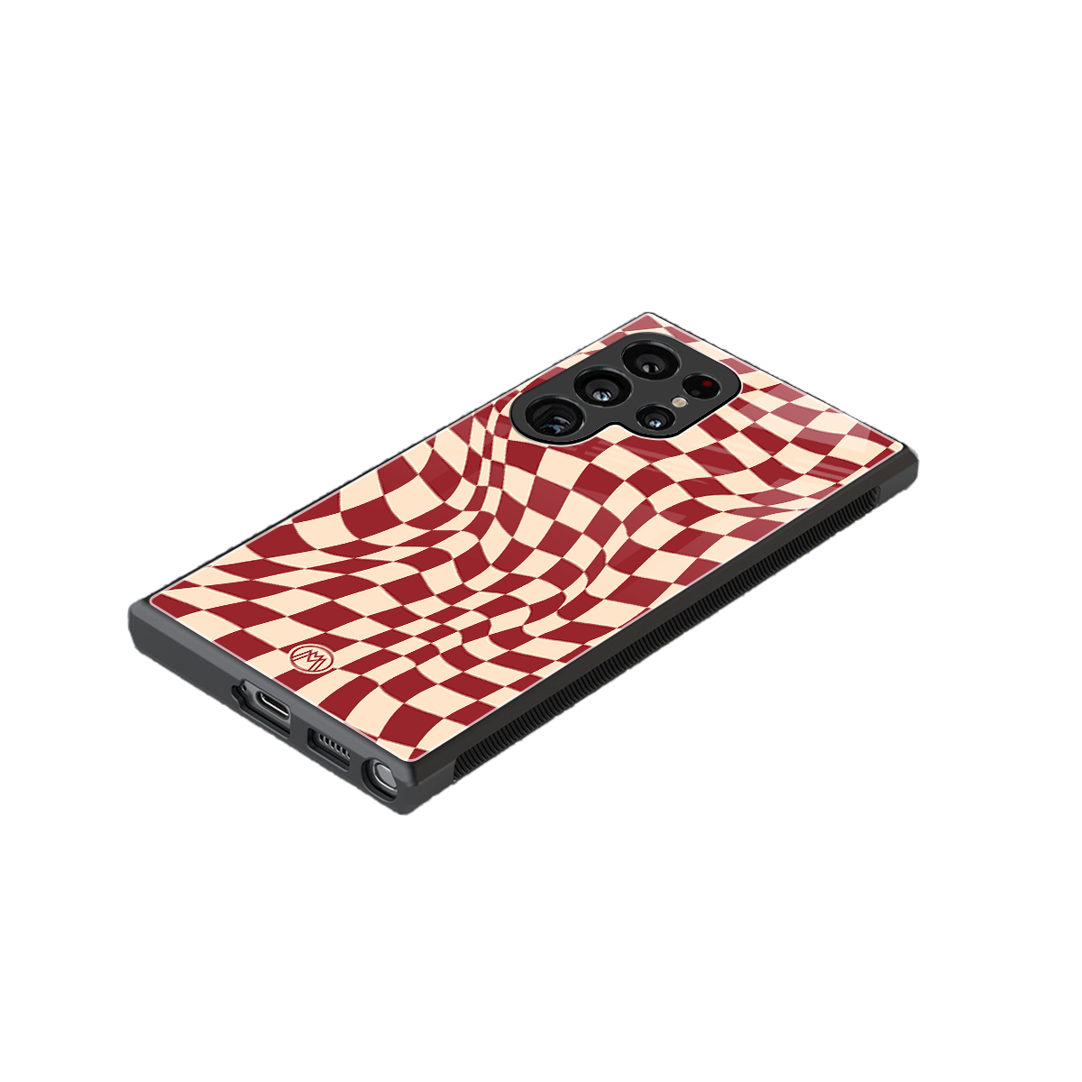 groovy red cream pattern back phone cover | glass case for samsung galaxy s23 ultra
