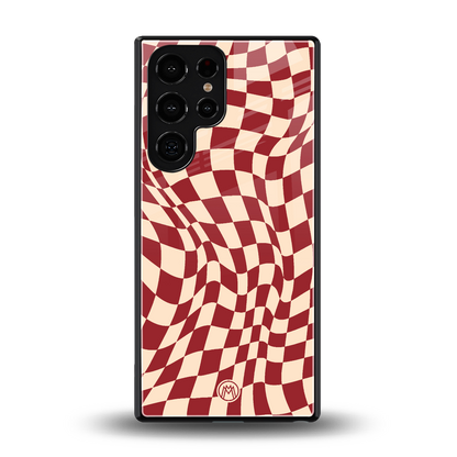 groovy red cream pattern back phone cover | glass case for samsung galaxy s25 ultra