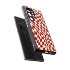 groovy red cream pattern back phone cover | glass case for samsung galaxy s25 ultra