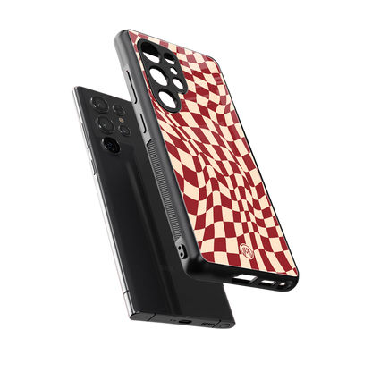 groovy red cream pattern back phone cover | glass case for samsung galaxy s25 ultra